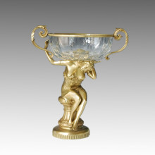 Estatua de vaso de cristal Pretty Lady Escultura de bronce Tpgp-003